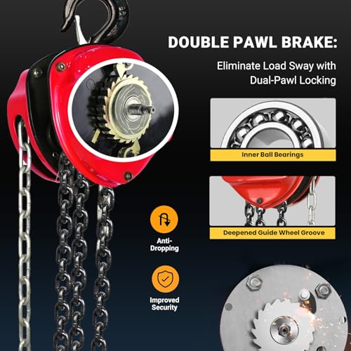 1 Ton Hand Chain Hoist for Engine Lift, Warehouses, Automotive - size: 1Ton 20FT