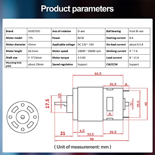 775 High Torque DC Motor, 12V/24V, 10K/20K RPM, D Shaft, 2-Pack - style: D Shaft Motors-2Pack