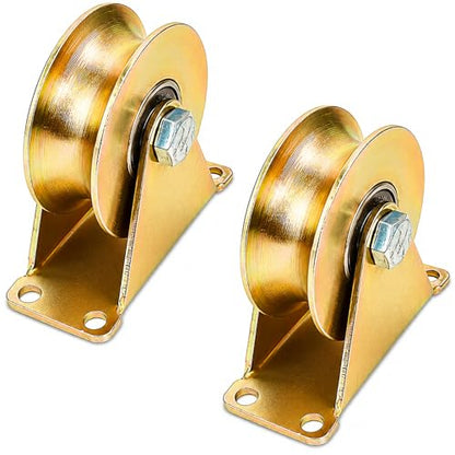 Lyplus 4 Inch U-Groove Pulley Wheels, Heavy Duty Rigid Casters for Square Tube Tracks, 1765 LBS Total Load Capacity, Stainless Steel, 2-Pack - size: 4in-U 2Pack