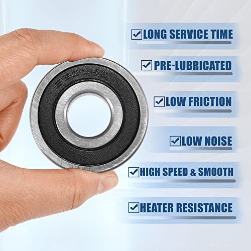 ACROPIX 6303-2RS Bearings Double Rubber Sealed Deep Groove Ball Bearings 17x47x14mm Silver Tone - Pack of 10
