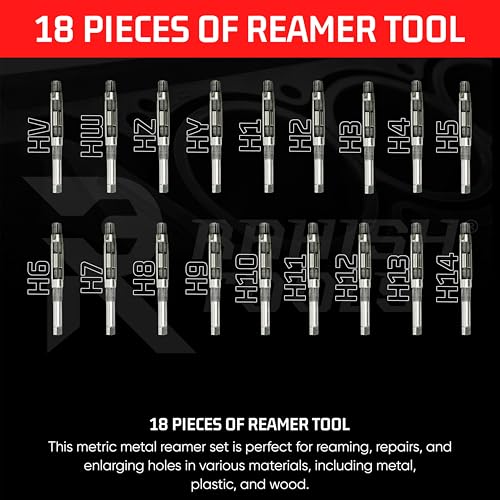 Adjustable Hand Reamer HV-H14 for Metal & Wood Repairs, 1/4" to 1-1/2" - size: HV to H14 - 18Pcs