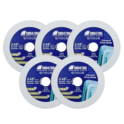 SHDIATOOL Glass Diamond Cutting Disc 3-3/8-Inch Saw Blade, Ultra-Thin Cut Off Wheel for Tile Ceramic Porcelain Marble 85mm (5 of Pack) - size: 3-3/8inch/85mm