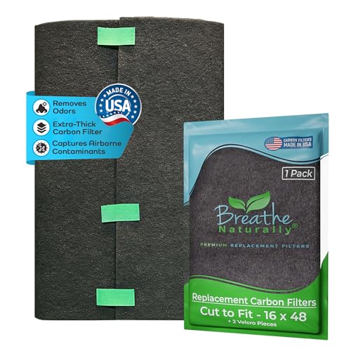 Breathe Naturally Universal Cut To Fit Carbon Activated Air Filter - Replacement Charcoal Filters - Pre Filter Carbon Sheet for Air Purifier, Vent Filters & More - Made in USA (Pack of 1, 16x48) - size: 1 Pack, style: 16x48