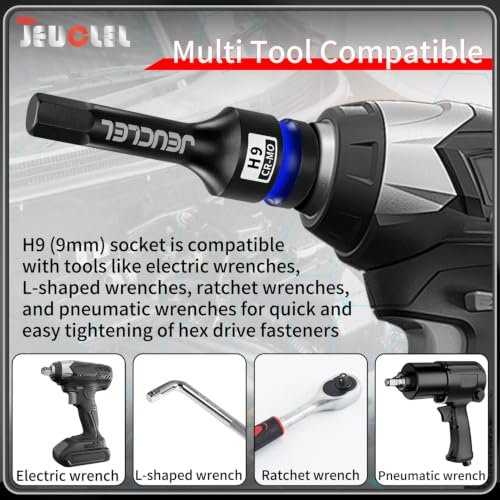9mm Hex Impact Bit Socket, H9 1/2" Drive Allen Socket, Cr-Mo Steel - size: 1PC | H9 9MM