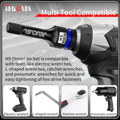 9mm Hex Impact Bit Socket, H9 1/2" Drive Allen Socket, Cr-Mo Steel - size: 1PC | H9 9MM