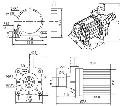 AUBIG DC40A-1245 DC 12V 1.2A 14.4W Brushless Magnetic Drive Centrifugal Submersible Oil Water Mini Pump 620L/H 4.5M/14.7ft - color: Max Flow Rate: 620l/H