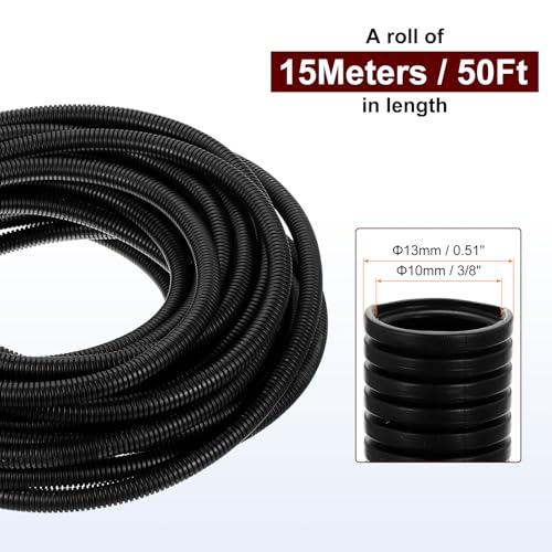 HARFINGTON Wire Loom Tubing 50FT - 3/8 inch, Wire Conduit Hose Cord Protector Cable Sleeves Flexible Electrical Wire Cover - size: 50ft-3/8in