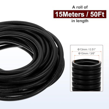 HARFINGTON Wire Loom Tubing 50FT - 3/8 inch, Wire Conduit Hose Cord Protector Cable Sleeves Flexible Electrical Wire Cover - size: 50ft-3/8in