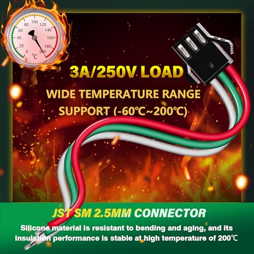 15 Pieces JST SM 2.5mm 3 Pin 20AWG Flexible Silicone Connector Kit - size: 3-Pin, style: JST-SM-M