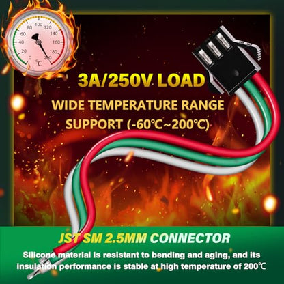 15 Pieces JST SM 2.5mm 3 Pin 20AWG Flexible Silicone Connector Kit - size: 3-Pin, style: JST-SM-M