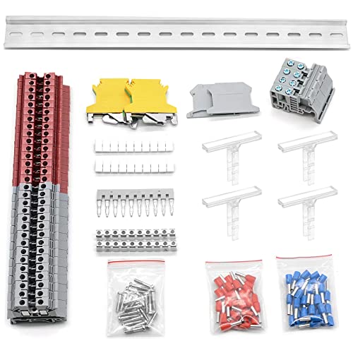 Terminal Block Kit, Rail Type Voltage Terminal, Gray & Red - color: Red & Grey, size: Terminal Block Kit