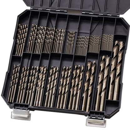 Cobalt Drill Bits Set for Hardened Metal and Stainless Steel, 122Pcs 1/16"-1/2" M35 HSS Twist Jobber Metal Drill Bits, with Index Storage Case - size: 1/16-1/2 in (122 pcs)