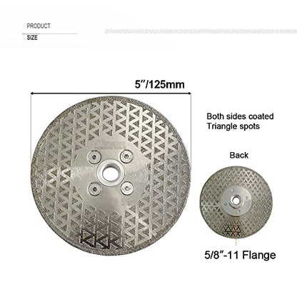 SHDIATOOL 5Inch Diamond Grinding Disc Cutting Wheel 5/8-11 Arbor for Marble - size: 5" Double(Thread:5/8"-11)