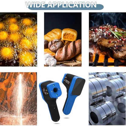 Non-Contact Infrared Thermometer Bluetooth, -50°F to 2912°F (-50°C to 1600°C) High Accuracy Laser Temperature Gun with Button for Cooking, HVAC, Industrial, Home and Automotive (Not for Human)