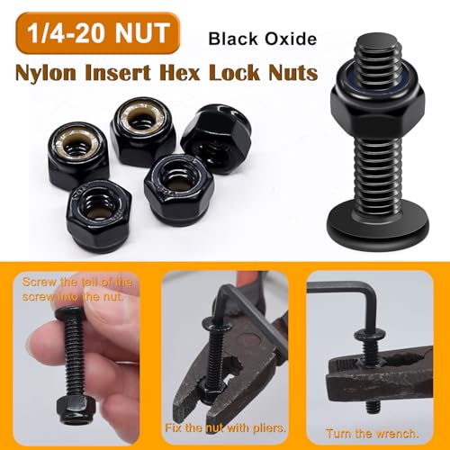 weideer 28pcs 1/4-20 x 2 Nuts and Bolts Kit, Stainless Steel 18-8 (304) Flat Head Hex Socket Cap Furniture Bolts,Nylon Insert Hex Lock Nuts with Hex Spanner K-191 - size: 1/4-20 x 2", style: Flat Head Hex