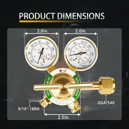 CDL LX65 Medium Duty Oxygen Regulator CGA540,Forged Brass - size: Medium Duty, style: Oxygen