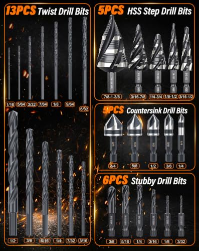 Matework 30PCS HSS Drill Bit Set for Wood Plastic Iron Copper Aluminum