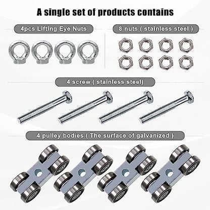 CNQLIS 4 Wheel Trolley Assembly Roller Trolley - style: Comes with ring eye nut
