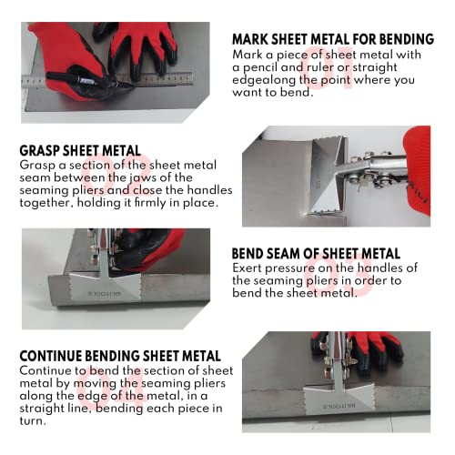 BILITOOLS Sheet Metal Bender, Hand Seamer Sheet Metal Bending Pliers