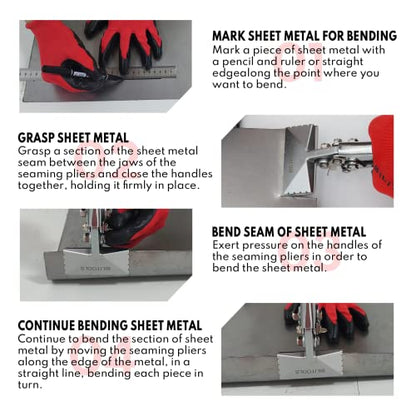 BILITOOLS Sheet Metal Bender, Hand Seamer Sheet Metal Bending Pliers