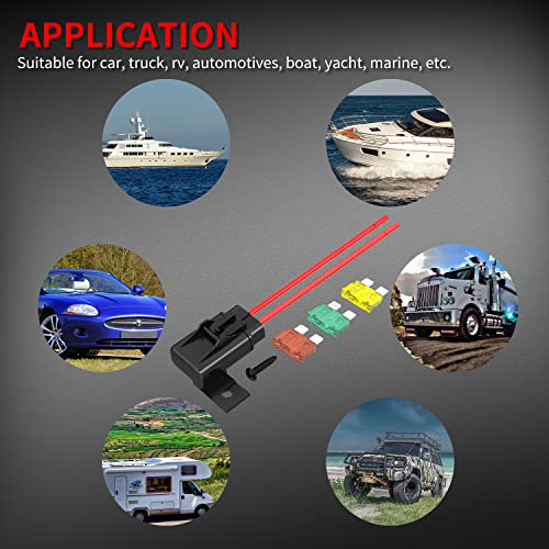 DaierTek Inline Fuse Holder 12V 12 AWG Waterproof ATC/ATO Blade Fuse Holder with 20 Amp 30 Amp 40 Amp Inline Fuse Heavy Duty in Line Fuse Holder for Marine Automotive Vehicle -6Pcs - color: Fixable