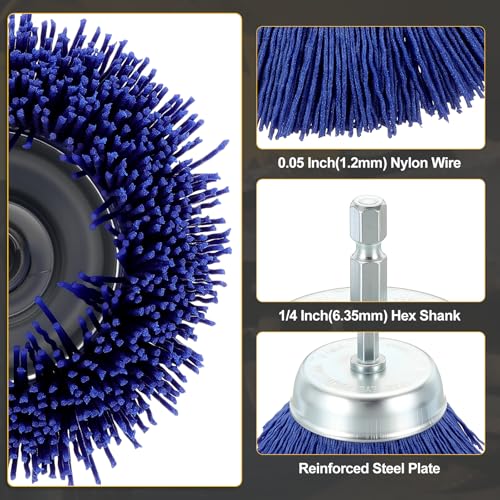 DTGN 9 Pcs Wire Wheel Cup Pen Brush Set for Drill, 1/4" Hex Shank, 1-3" - size: 1-3inch（80/180/240 Grit）