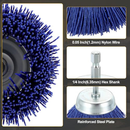 DTGN 8 Pcs Wire Wheel Cup Pen Brush Set for Drill with 1/4 Inch Hex Shank