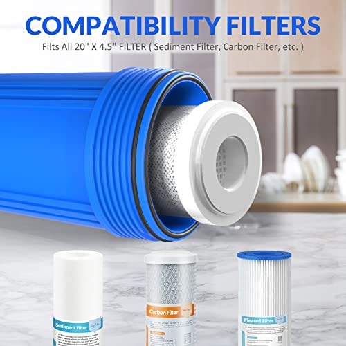 SimPure DB20P 20" *4.5" Whole House Sediment Water Filter Housing - size: 1 Count (Pack of 1), style: System (20 Inch x 4.5 Inch)