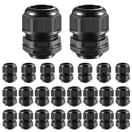 RTHIEAI 25 PCS 1"(17-25mm) NPT Nylon Cable Gland Joints with Gaskets, IP68 Adjustable Lock Nut Strain Relief Cord Grip Waterproof Cable Glands - UL Listed and RoHS Compliant - size: 1 Inch
