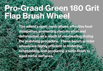 6" x 1/2" P180 Grit Green Non-Woven Flap Brush Wheel - style: 6" x 1/2" x 1" Green