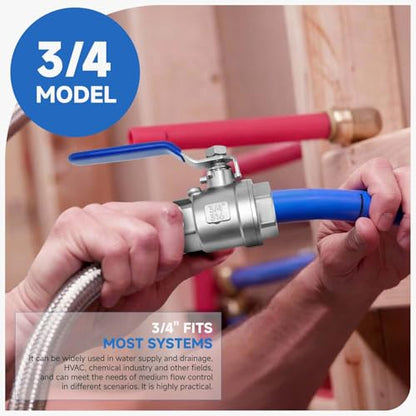 3/4" Full Port Ball Valve 316SS, NPT, 4-Pack - size: 3/4 inch (4 Pack)
