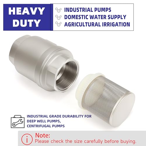 2-1/2" NPT Foot Valve with Filter, Stainless Heavy Duty Female Thread, DN65 - size: 2.5 Inch