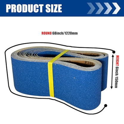 6 x 48 Inch Sanding Belts, 15 Pcs Mixed Grit 60/80/120/180/240, Aluminum Oxide Abrasive Sandpaper Belts for Belt Sanders, Woodworking Polishing & Grinding - size: 6X48
