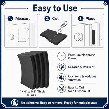 8 Pcs Non Adhesive Neoprene Foam Padding Sheets, Black