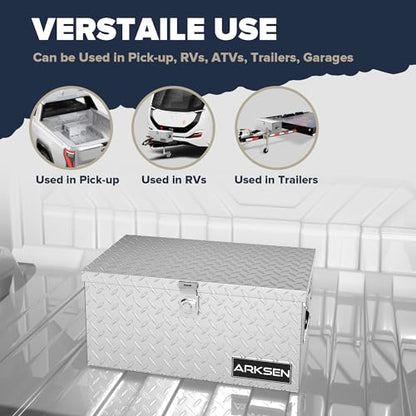 ARKSEN 20" x 12" x 10" Truck Bed Tool Box, Heavy Duty Storage Chest, Silver - color: Silver, size: 20 inch
