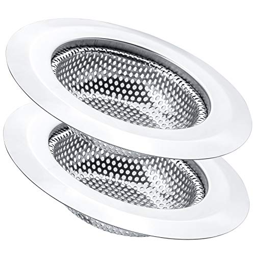 2 Pcs Kitchen Sink Strainer, Stainless Steel Drain Cover, Large Wide Rim 4.5" Diameter, Anti Clogging Basket Catcher, Dishwasher Safe - style: 4.5" Round Hole