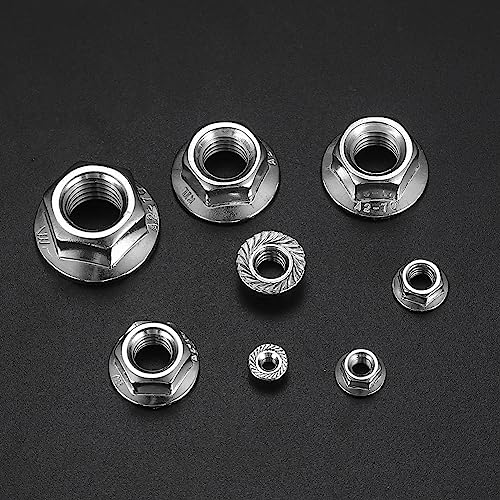 130 Pcs Stainless Steel Serrated Hex Flange Nut Kit - M3 to M12
