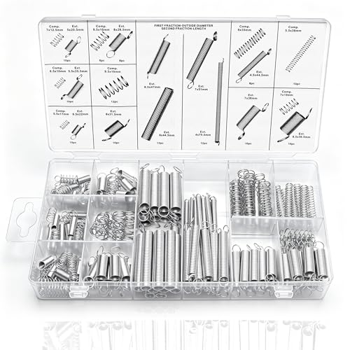 Dianrui 200PCS Spring Assortment Kit 20 Different Sizes Mini Zinc Plated Steel Compression and Extension Springs for DIY Repair Project