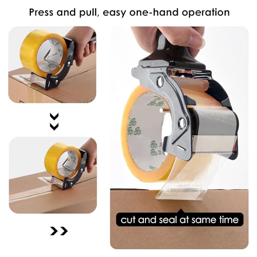 Rapid-Replace Packing Tape Dispenser Gun with Tape and Extra Blade, 2IN(50mm) Lightweight Ergonomic Industrial Handheld Heavy Duty Tape Cutter for Carton, Packaging and Box Sealing, Pink - color: Pink
