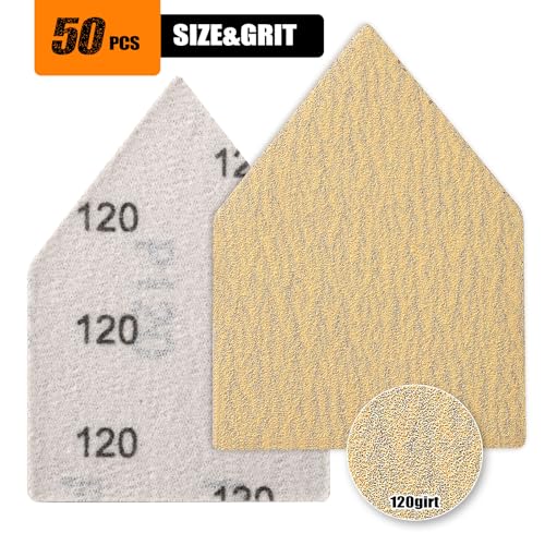 POLIWELL Triangle Sanding Sheets 50PCS 90x65mm Hook & Loop - style: 120 Girt