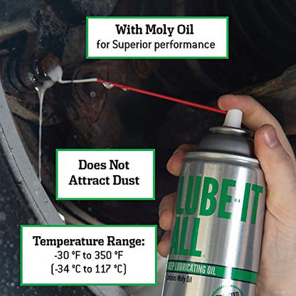 Lube-It All Deep Lubricating Oil – Multi-Purpose Spray Lubricant for Industrial, Automotive, Marine, and Household Use, Long-Lasting Protection, Water-Resistant Formula, 11 oz Aerosol Can - style: 11 Ounces