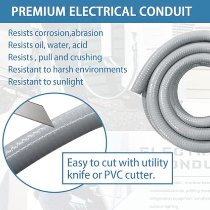 1 Inch Liquid-Tight Conduit and Connector Kit, 100 FT - size: 1 Inch 100 Ft