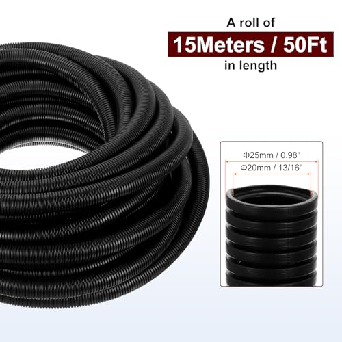 HARFINGTON Wire Loom Tubing 50FT - 13/16 inch, Wire Conduit Hose Cord Protector Cable Sleeves Flexible Electrical Wire Cover - size: 50ft-13/16in