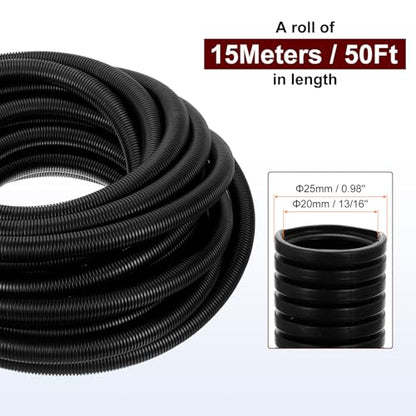HARFINGTON Wire Loom Tubing 50FT - 13/16 inch, Wire Conduit Hose Cord Protector Cable Sleeves Flexible Electrical Wire Cover - size: 50ft-13/16in