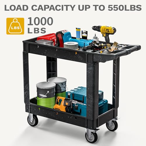 DWVO 40 x 17 in Heavy Duty Rolling Utility Cart on Wheels Black - color: Black, size: 40"x17"