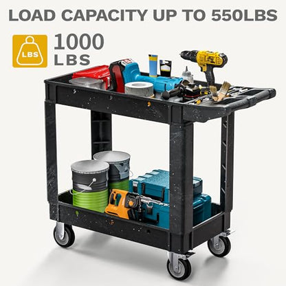 DWVO 40 x 17 in Heavy Duty Rolling Utility Cart on Wheels Black - color: Black, size: 40"x17"