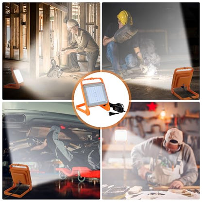No Burn Risk 50W LED Work Light 2-Pack,8,000LM 5000K Daylight - color: Orange