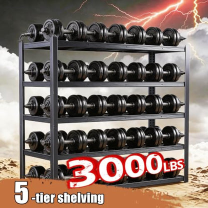 84" H Heavy Duty Wire Garage Shelving, 5-Tier Adjustable Industrial Metal Storage Shelving Unit,Standing Storage Rack for Warehouse and Basement, 24" D x 55" W x 84" H - size: 84"H × 54.9"W × 23.9"D