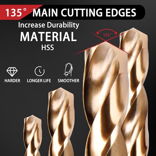 13Pcs 5/16" Cobalt Drill Bits M35 HSS Jobber Length - size: 13PCS-5/16" Cobalt Drill Bit