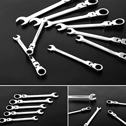 Qnkaa 8pcs Flexible Ratchet Wrenches Set SAE 5/16” to 3/4“ - size: SAE 8pcs